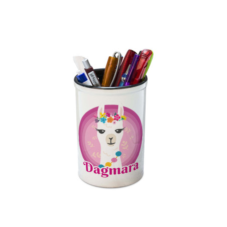 Pojemnik na przybory szkolne personalizowany (kredki, ołówki, długopisy)  "Lama"