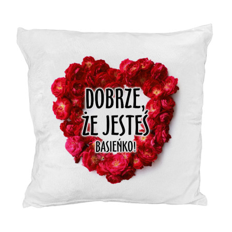 Pluszowa poduszka "Dobrze, że jesteś" - świetny prezent na podziękowanie bliskiej osobie.