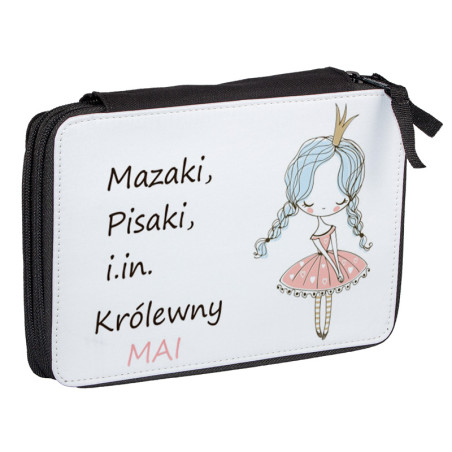 Duży piórnik dwukomorowy dla pierwszoklasisty - Królewna - zmień imię.