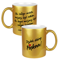 Kubek perłowy "Dzień dobry Piękna" - różne kolory.