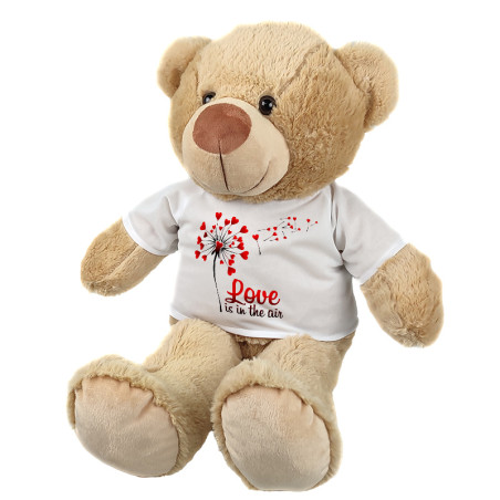 Maskotka Miś duży na Walentynki z napisem "Love is in the air" - ok. 55-60cm.