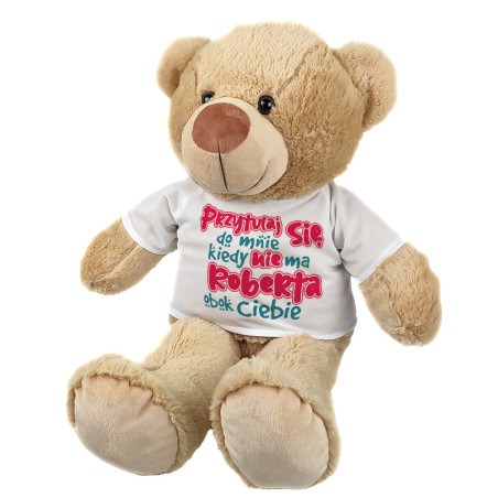 Maskotka miś duży dla dziewczyny "Przytulaj się do mnie, kiedy Kuby nie ma obok Ciebie" - ok. 55-60cm.