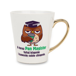 Biały kubek latte ze złotym uchwytem - A teraz Pan... 2