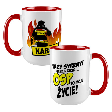 Kubek XXL 450 ml dla strażaka OSP- podaj imię.