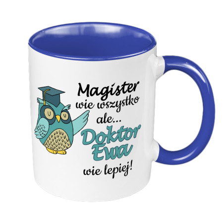 Kubek 330ml kolorowy - gratulacje z okazji obrony doktoratu.