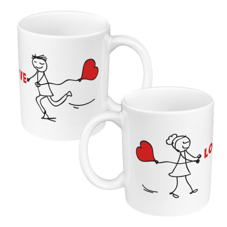 Zestaw kubków 330 ml kolorowe dla pary lub zakochanych "Love".