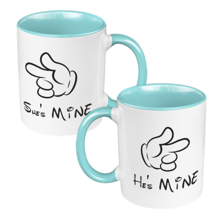 Zestaw Kubków 330 ml kolorowy dla pary " "He's/ She's Mine""