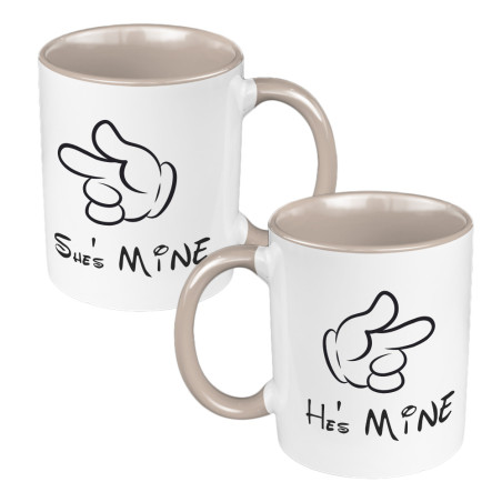 Zestaw Kubków 330 ml kolorowy dla pary " "He's/ She's Mine""