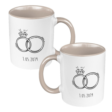 Zestaw Kubków 330 ml kolorowy dla nowożeńców.