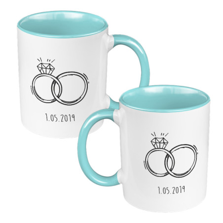 Zestaw Kubków 330 ml kolorowy dla nowożeńców.