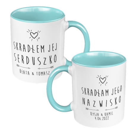 Zestaw Kubków 330 ml kolorowy dla nowożeńców.