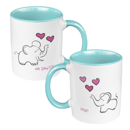 Zestaw kubków dla par 330 ml kolorowy ze słonikami.