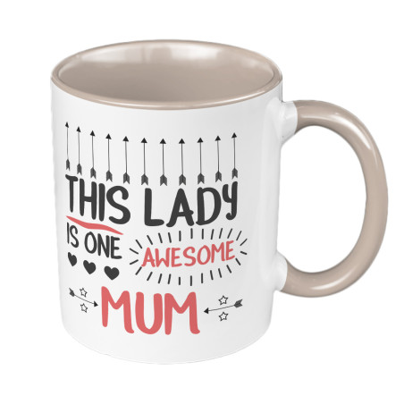 "This lady is one awesome mum" - kubek 330 ml kolorowy specjalnie dla mamy.