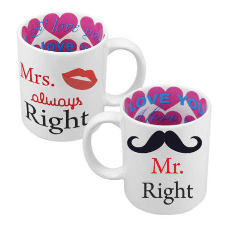 Zestaw kubków "Mr. Right and Mrs. always right".
