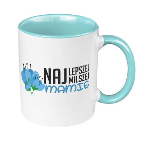 Kubek 330 ml kolorowy dla mamy z okazji jej święta- "Najlepszej, najmilszej Mamie".