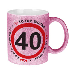 Brokatowy kubek specjalnie na urodziny- podaj wiek.