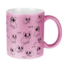 Brokatowy kubek specjalnie dla miłośniczki piesków- Buldogi.