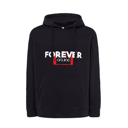 Bluza z kapturem z napisem " Forever online " - unisex.