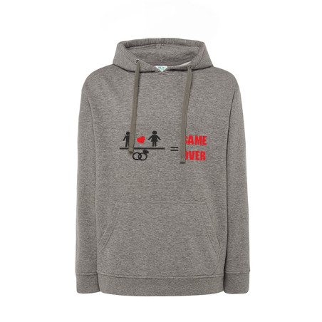 Bluza z kapturem z nadrukiem " Game over " - bluza UNISEX dla młodej pani  lub pana młodego z okazji ślubu.