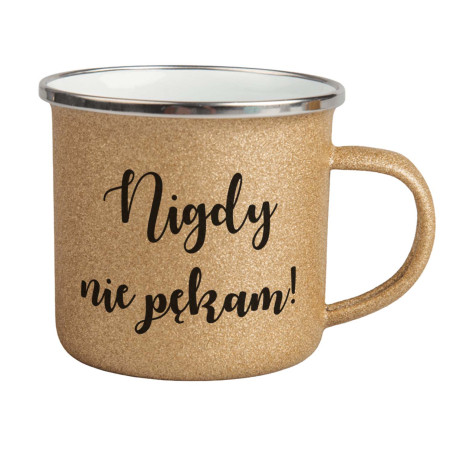 Kubek emaliowany "Nie pękam" metalowy.