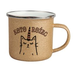 Kubek metalowy, emaliowany - "Kotorożec".