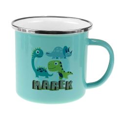 Kubek metalowy, emaliowany - "Dinozaury"- podaj imię...