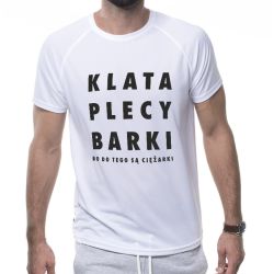 Koszulka sportowa z napisem "KLATA, PLECY, BARKI" - męska...