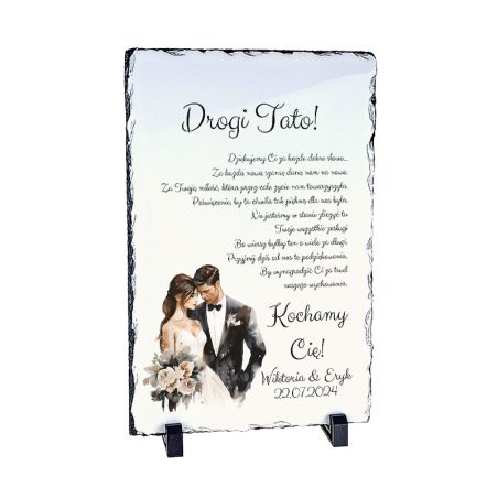 Foto granit (płyta granitowa) z personalizacją imionami oraz datą ślubu - specjalne podziękowania dla rodziców, 20 x 30cm!!!