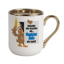 Kubek ceramiczny ze złotym uchwytem- wybierz kolor: biały, beżowy i różowy.