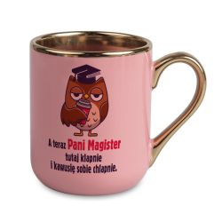 Kubek kawowy duży 330ml ze złotym uszkiem- A teraz Pani...