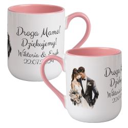 Kubek kawowy duży 330ml z kolorowym uszkiem i wnętrzem-...