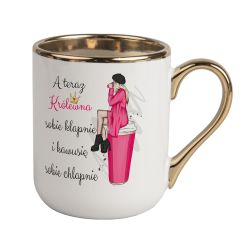 Kubek kawowy duży 330ml ze złotym uszkiem- A teraz...