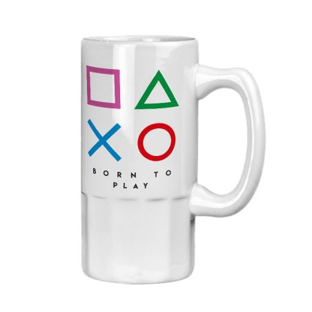 Kufel na piwo niebieski szroniony "Born to play"- dla gracza.