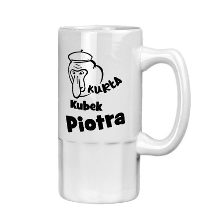 Kufel na piwo niebieski szroniony "Kurła Kubek Prawdziwego Janusza"- podaj imię.