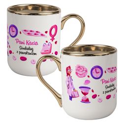 Kubek kawowy duży 330ml ze złotym uszkiem- Ginekolog z...