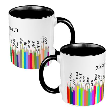 Kubek 330 ml kolorowy dla Nauczyciela- personalizowany z imionami dzieci-"Kredki".