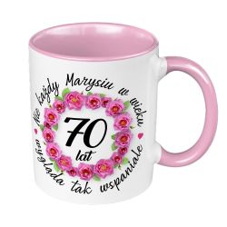 Śmieszny kubek 330 ml kolorowy specjalnie na 70 urodziny-...
