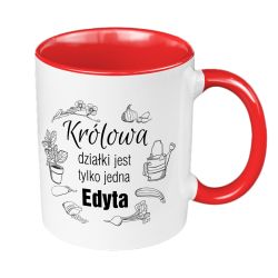 Kubek 330 ml kolorowy "Królowa działki jest tylko jedna".