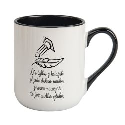 Kubek kawowy duży 330ml z kolorowym uszkiem i wnętrzem...