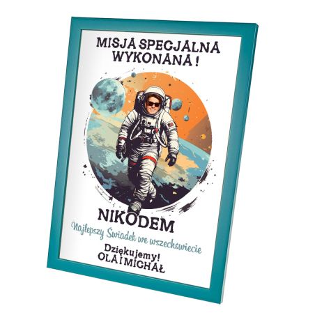 Ramka z podziękowaniami dla świadka „Misja Specjalna Wykonana!” 🚀