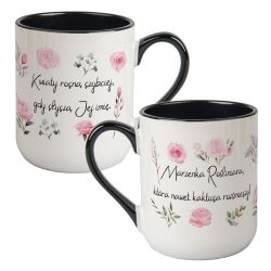 Kubek kawowy duży 330ml z kolorowym uszkiem i wnętrzem-... 2