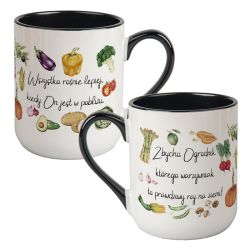 Kubek kawowy duży 330ml z kolorowym uszkiem i wnętrzem-...