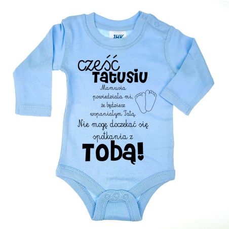 Body dla maluszka z napisem - Cześć Tatusiu- body z powiadomieniem o ciąży.