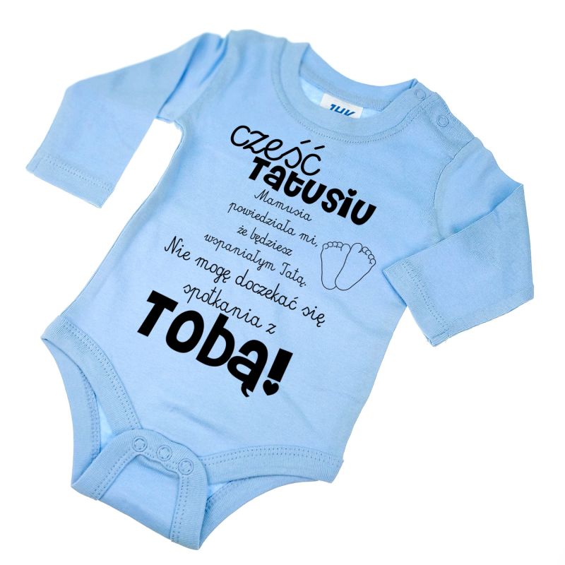 Body dla maluszka z napisem - Cześć Tatusiu- body z powiadomieniem o ciąży.