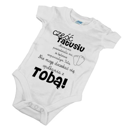 Body dla maluszka z napisem - Cześć Tatusiu- body z powiadomieniem o ciąży.