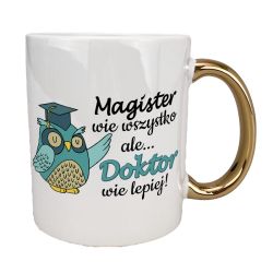 Kubek 330 ml biały ze złotym uszkiem oraz z grafiką... 2