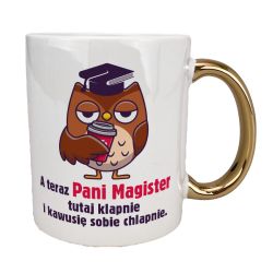 Kubek 330 ml biały ze złotym uszkiem oraz z grafiką "A... 2