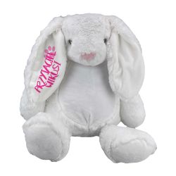 Królik ok. 34 cm z wyciąganym brzuszkiem oraz z nadrukiem...