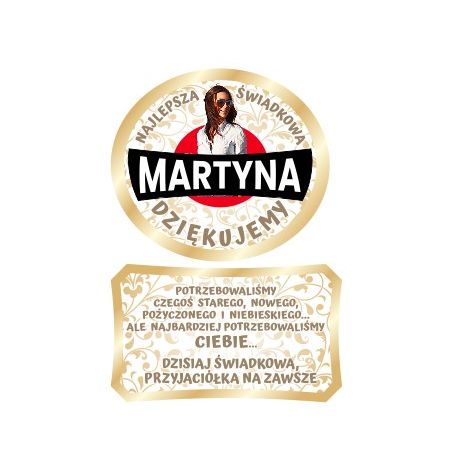 Personalizowana etykieta na alkohol w stylu Martini Prosecco 0,75 l ze zdjęciem - Podziękowania dla Świadkowej.