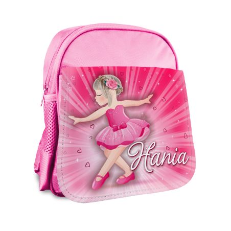 Plecak dla przedszkolaka - Różowa Baletnica z imieniem.